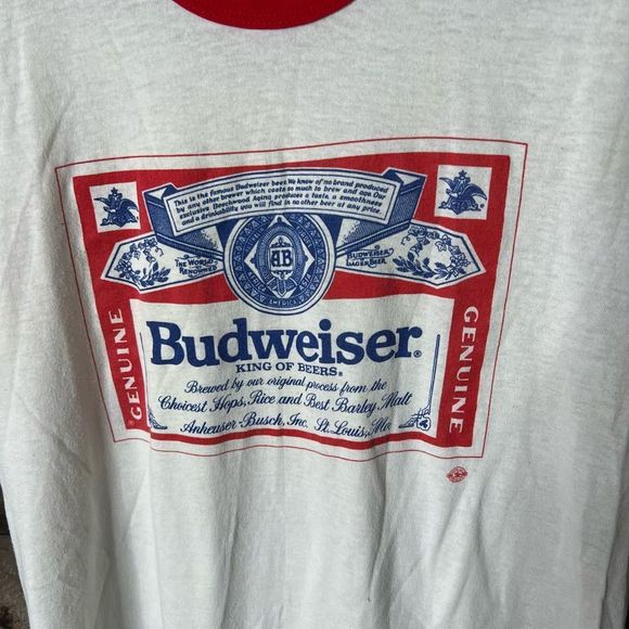 VTG 80s Budweiser T Shirt Medium - Picture 2 of 3